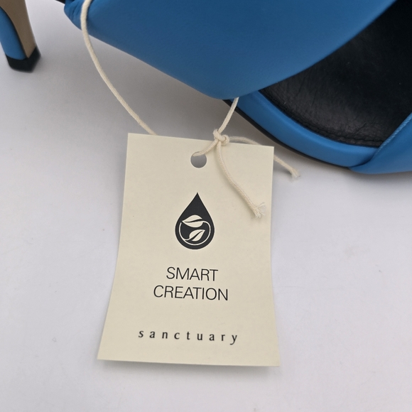 Sanctuary Likely Padded Puff Leather Slide Sandals, Blue Wire, Women's 11M, NWT! - Picture 2 of 16